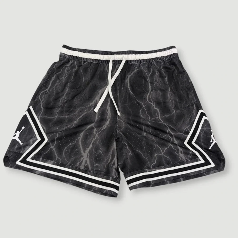 Jordan Diamond Printed Sport Shorts Mens 2XL Black Lightning Mesh Basketball